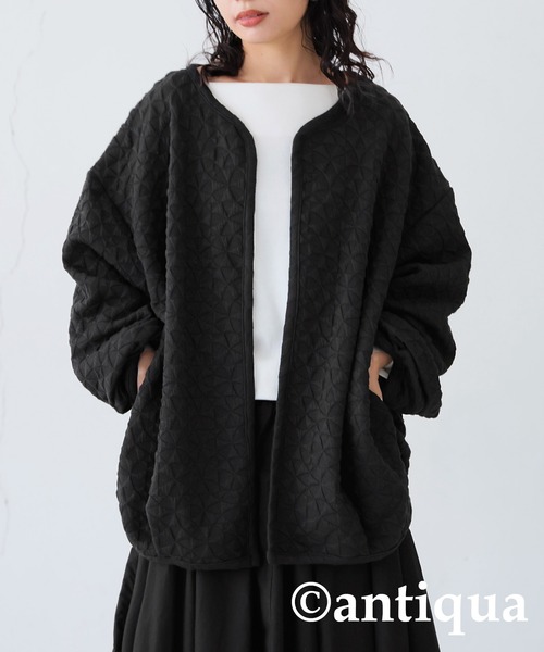 antiqua（アンティカ）の「キルティングジャケット（ノーカラージャケット・レディース・ブラック・FREE）」の20枚目の写真