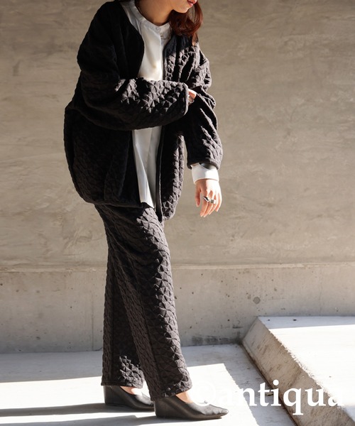 antiqua（アンティカ）の「キルティングジャケット（ノーカラージャケット・レディース・ブラック・FREE）」の17枚目の写真