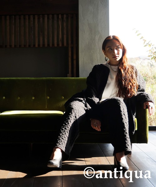 antiqua（アンティカ）の「キルティングジャケット（ノーカラージャケット・レディース・ブラック・FREE）」の19枚目の写真