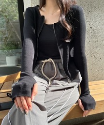 ダブルジップロングスリーブカーディガン