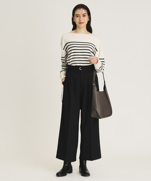 OPAQUE.CLIP（オペークドットクリップ）の「◆≪S-LLsize≫ ウールライク ストレッチワイドパンツ【洗濯機洗い可/イージーケア/抗ピリング】（その他パンツ・レディース・ブラック/グレー/ベージュ・40/38/36/42）」の4枚目の写真