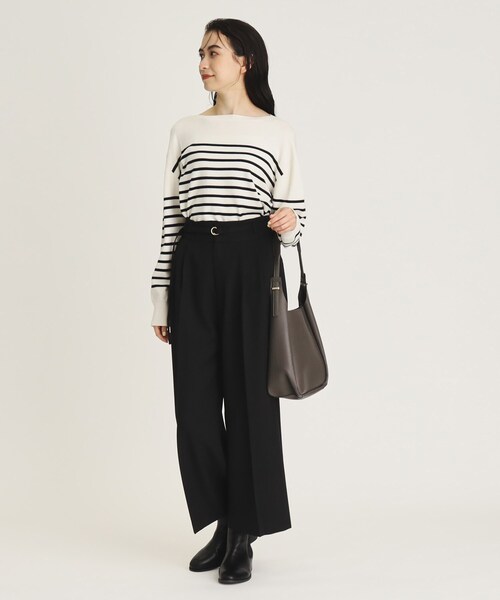 OPAQUE.CLIP（オペークドットクリップ）の「◆≪S-LLsize≫ ウールライク ストレッチワイドパンツ【洗濯機洗い可/イージーケア/抗ピリング】（その他パンツ・レディース・ブラック/グレー/ベージュ・40/38/36/42）」の5枚目の写真