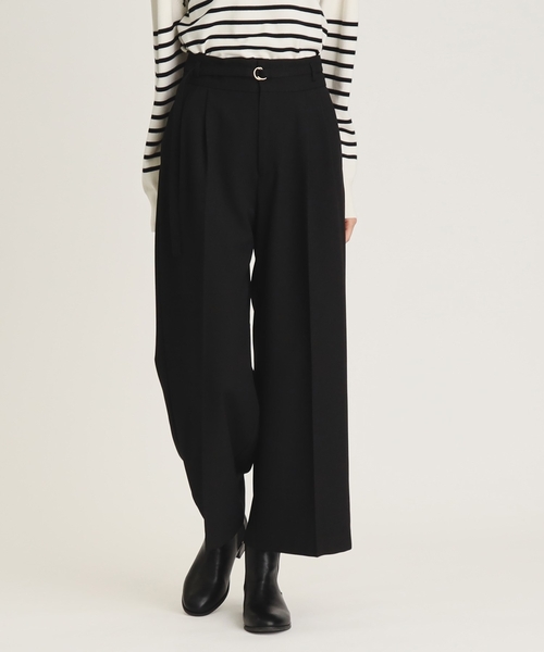 OPAQUE.CLIP（オペークドットクリップ）の「◆≪S-LLsize≫ ウールライク ストレッチワイドパンツ【洗濯機洗い可/イージーケア/抗ピリング】（その他パンツ・レディース・ブラック/グレー/ベージュ・40/38/36/42）」の6枚目の写真