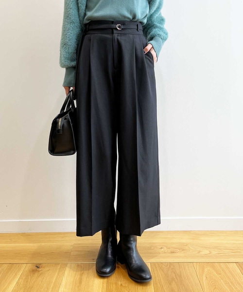 OPAQUE.CLIP（オペークドットクリップ）の「◆≪S-LLsize≫ ウールライク ストレッチワイドパンツ【洗濯機洗い可/イージーケア/抗ピリング】（その他パンツ・レディース・ブラック/グレー/ベージュ・40/38/36/42）」の11枚目の写真
