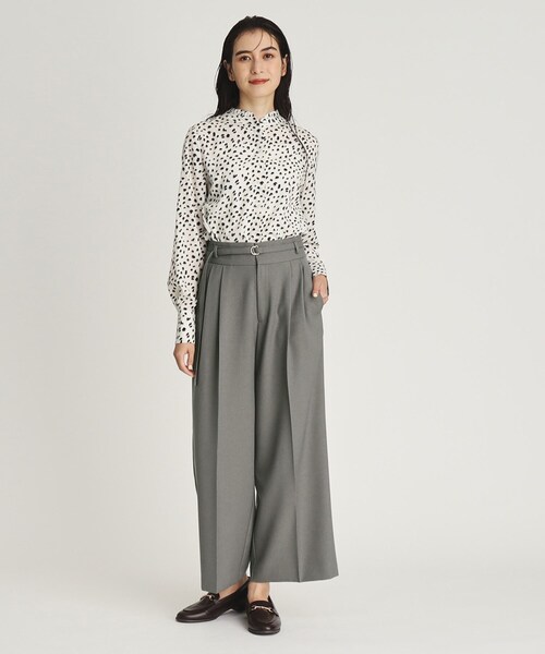 OPAQUE.CLIP（オペークドットクリップ）の「◆≪S-LLsize≫ ウールライク ストレッチワイドパンツ【洗濯機洗い可/イージーケア/抗ピリング】（その他パンツ・レディース・ブラック/グレー/ベージュ・40/38/36/42）」の17枚目の写真
