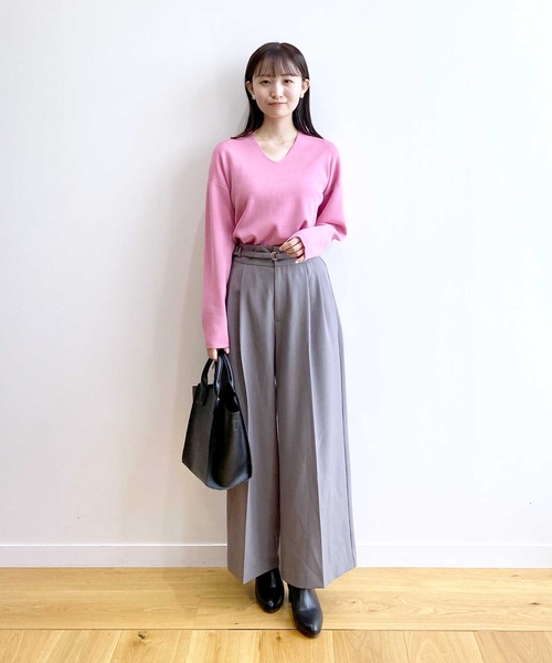 OPAQUE.CLIP（オペークドットクリップ）の「◆≪S-LLsize≫ ウールライク ストレッチワイドパンツ【洗濯機洗い可/イージーケア/抗ピリング】（その他パンツ・レディース・ブラック/グレー/ベージュ・40/38/36/42）」の19枚目の写真