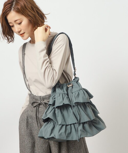 grove（グローブ）の「◆ティアードドロストワンショルダー（ショルダーバッグ・レディース・ブラック/チャコールグレー/キャメル/ブルーグリーン・00）」の7枚目の写真