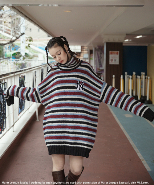 BACK TO THE FIELD（バック トゥー ザ フィールド）の「【MLB】ワッペン刺繍ロゴブークレニットワンピース（ワンピース・レディース・ブラック/グレー/マルチ・FREE）」の10枚目の写真