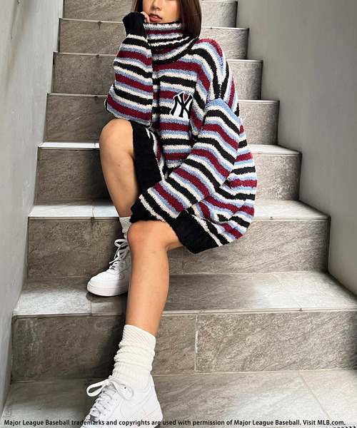 BACK TO THE FIELD（バック トゥー ザ フィールド）の「【MLB】ワッペン刺繍ロゴブークレニットワンピース（ワンピース・レディース・ブラック/グレー/マルチ・FREE）」の19枚目の写真