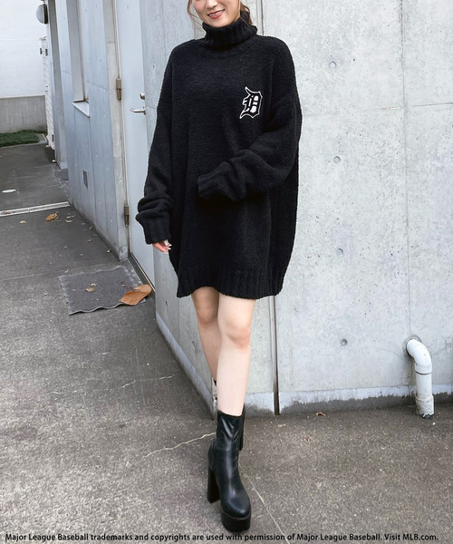 BACK TO THE FIELD（バック トゥー ザ フィールド）の「【MLB】ワッペン刺繍ロゴブークレニットワンピース（ワンピース・レディース・ブラック/グレー/マルチ・FREE）」の6枚目の写真