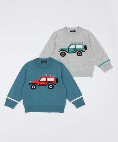 kladskap（クレードスコープ）の「オフロードーカーニットプルオーバー（ニット/セーター・キッズ・ブルー/トップグレー・120cm/110cm/90cm/100cm）」の3枚目の写真