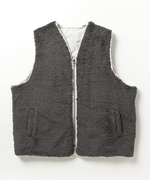 8(eight)(エイト)の「ファーフリースリバーシブルベスト(ダウンベスト・メンズ・ブラック/オリーブ/チャコールグレー/ライトグレー・X-LARGE/MEDIUM/LARGE)」の8枚目の写真