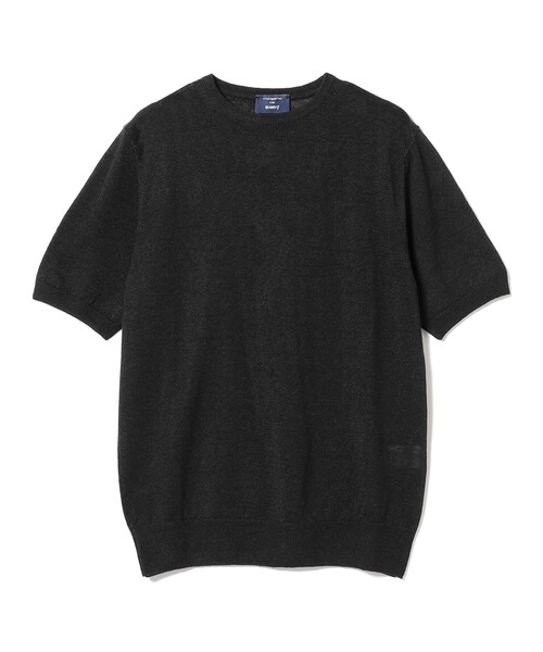BEAMS F(ビームスエフ)の「MORGANO × BEAMS F / 別注 リネンコットン ショートスリーブ クルーネック ニット(Tシャツ/カットソー・メンズ・ライトブラウン/ブラック/インディゴブルー/ミント・48/50/46)」の1枚目の写真