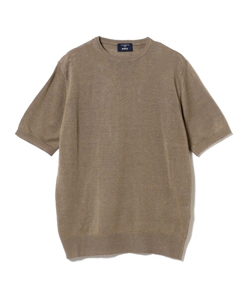 BEAMS F(ビームスエフ)の「MORGANO × BEAMS F / 別注 リネンコットン ショートスリーブ クルーネック ニット(Tシャツ/カットソー・メンズ・ライトブラウン/ブラック/インディゴブルー/ミント・48/50/46)」の8枚目の写真