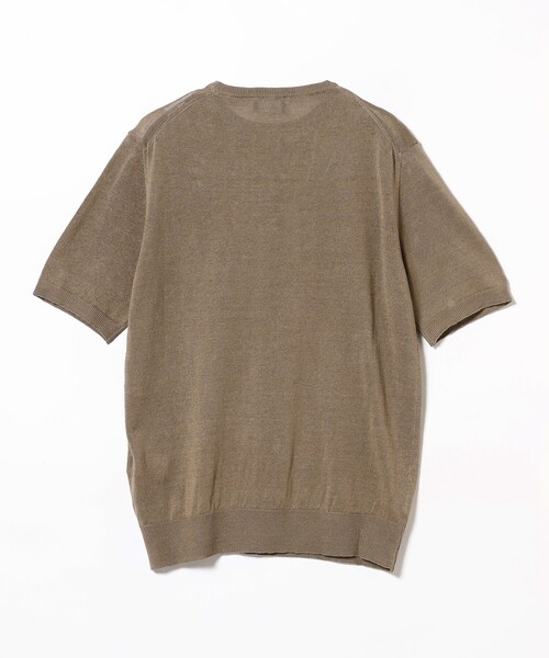 BEAMS F(ビームスエフ)の「MORGANO × BEAMS F / 別注 リネンコットン ショートスリーブ クルーネック ニット(Tシャツ/カットソー・メンズ・ライトブラウン/ブラック/インディゴブルー/ミント・48/50/46)」の9枚目の写真