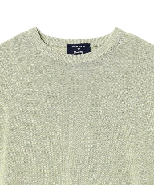 BEAMS F(ビームスエフ)の「MORGANO × BEAMS F / 別注 リネンコットン ショートスリーブ クルーネック ニット(Tシャツ/カットソー・メンズ・ライトブラウン/ブラック/インディゴブルー/ミント・48/50/46)」の12枚目の写真