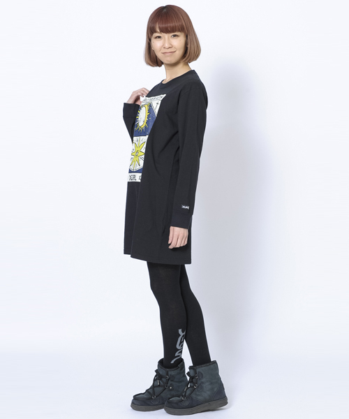 X-girl（エックスガール）の「FORTUNE L/S TEE DRESS（ワンピース・レディース・ホワイト/ブラック・1/2）」の7枚目の写真