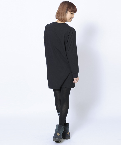 X-girl（エックスガール）の「FORTUNE L/S TEE DRESS（ワンピース・レディース・ホワイト/ブラック・1/2）」の3枚目の写真