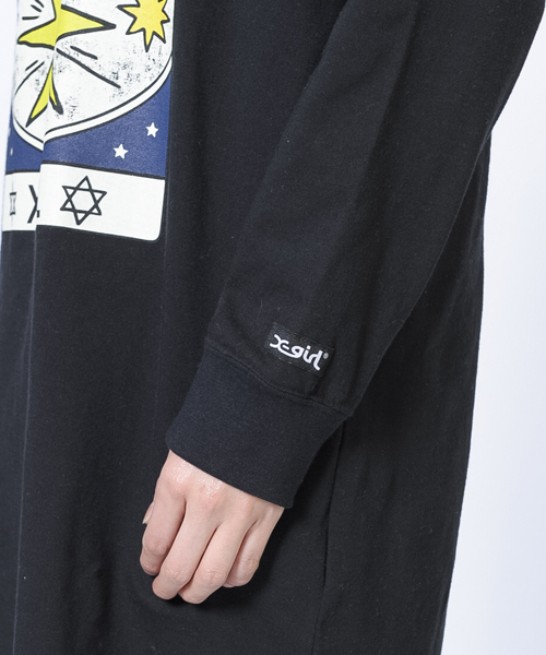 X-girl（エックスガール）の「FORTUNE L/S TEE DRESS（ワンピース・レディース・ホワイト/ブラック・1/2）」の5枚目の写真