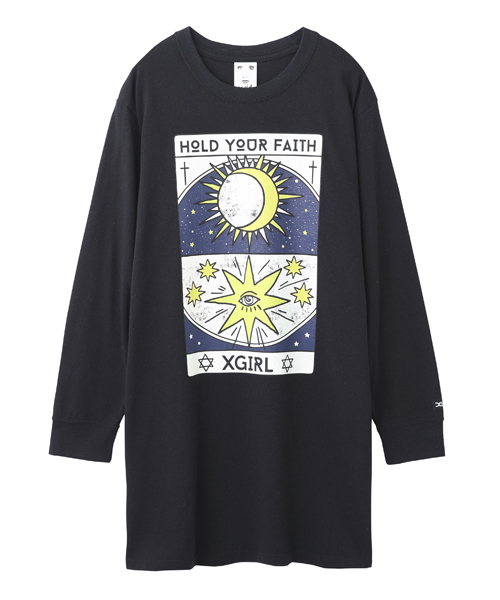 X-girl（エックスガール）の「FORTUNE L/S TEE DRESS（ワンピース・レディース・ホワイト/ブラック・1/2）」の6枚目の写真