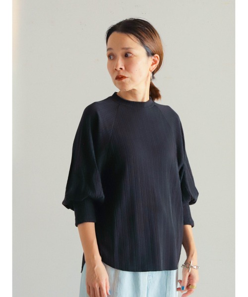 FIL DE FER(フィルデフェール)の「ポリエステルランダムリブ ボリューム袖P/O(Tシャツ/カットソー・レディース・ブラック/グレー/イエロー/ホワイト/グリーン・FREE)」の6枚目の写真