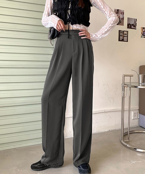Miniministore（ミニミニストア）の「セミワイドパンツ レディース オフィス（スラックス・レディース・ブラック/ダークグレー/ブラウン・L/S/M）」の7枚目の写真