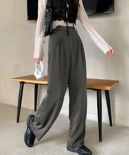 Miniministore（ミニミニストア）の「セミワイドパンツ レディース オフィス（スラックス・レディース・ブラック/ダークグレー/ブラウン・L/S/M）」の9枚目の写真