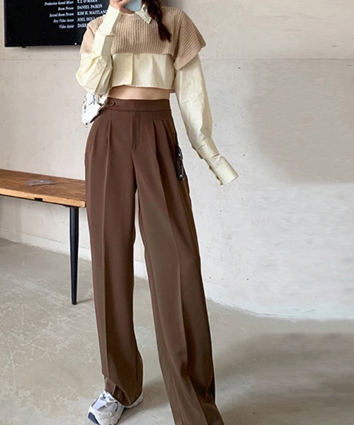 Miniministore（ミニミニストア）の「セミワイドパンツ レディース オフィス（スラックス・レディース・ブラック/ダークグレー/ブラウン・L/S/M）」の11枚目の写真