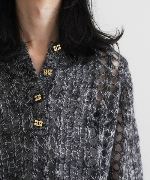 GANNI（ガニー）の「GANNI Mohair Lace Polo（ニット/セーター・レディース・ブラック・SMALL/MEDIUM/X-SMALL）」の15枚目の写真