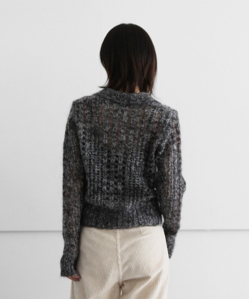 GANNI（ガニー）の「GANNI Mohair Lace Polo（ニット/セーター・レディース・ブラック・SMALL/MEDIUM/X-SMALL）」の5枚目の写真