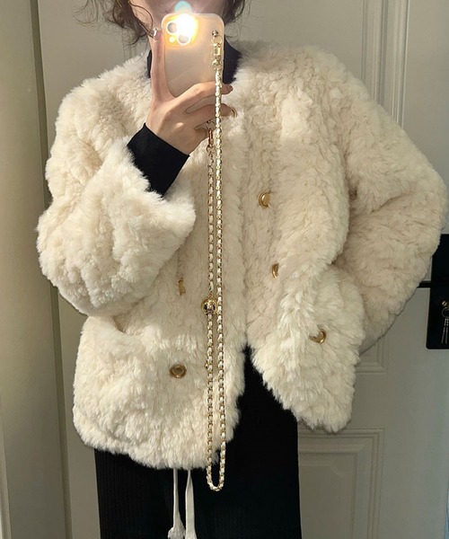 カナダ製 ポーラリシュマン ビーバー ファーコート ジャケット 毛皮 金ボタン Paula Lishman】Handmade in Canada Knitted Beaver Fur Jacket