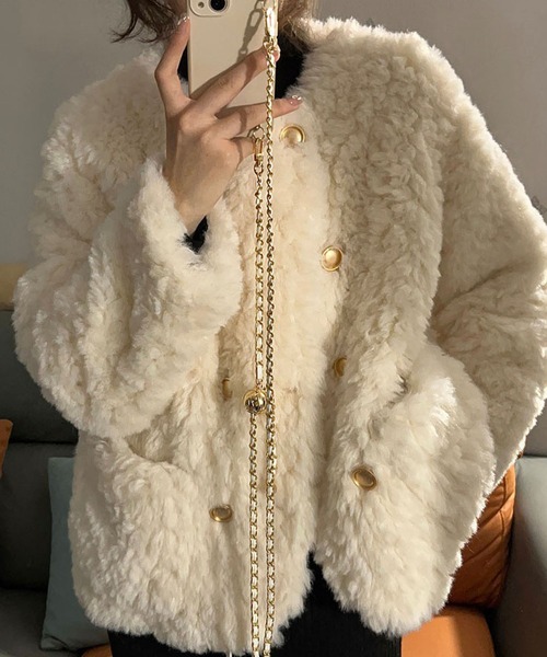 コペンハーゲンミンクファージャケット　ポンポンボタン付き コペンハーゲンミンクファージャケット ポンポンボタン付き 美品