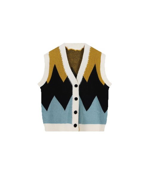 Contrasting Color Blocks Knit Vest