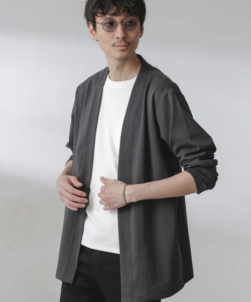 NANO universe（ナノユニバース）の「ダブルジャージー着流しカーディガン（カーディガン/ボレロ・メンズ・スミクロ/ブラック/グリーン/ライトグレー/ライトグリーン・M/L/S）」の3枚目の写真