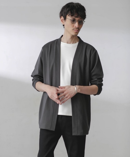 NANO universe（ナノユニバース）の「ダブルジャージー着流しカーディガン（カーディガン/ボレロ・メンズ・スミクロ/ブラック/グリーン/ライトグレー/ライトグリーン・M/L/S）」の6枚目の写真