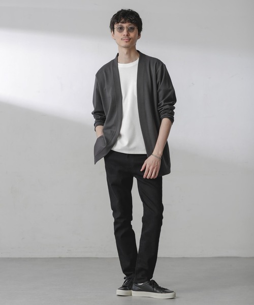 NANO universe（ナノユニバース）の「ダブルジャージー着流しカーディガン（カーディガン/ボレロ・メンズ・スミクロ/ブラック/グリーン/ライトグレー/ライトグリーン・M/L/S）」の8枚目の写真