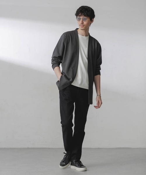 NANO universe（ナノユニバース）の「ダブルジャージー着流しカーディガン（カーディガン/ボレロ・メンズ・スミクロ/ブラック/グリーン/ライトグレー/ライトグリーン・M/L/S）」の10枚目の写真
