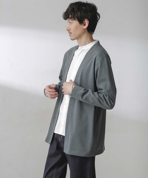 NANO universe（ナノユニバース）の「ダブルジャージー着流しカーディガン（カーディガン/ボレロ・メンズ・スミクロ/ブラック/グリーン/ライトグレー/ライトグリーン・M/L/S）」の14枚目の写真