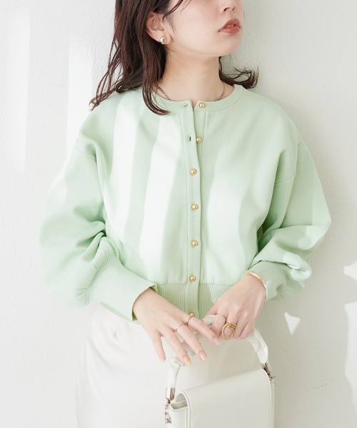 natural couture（ナチュラルクチュール）の「WEB限定 / お家で洗えるころん釦カーデ（カーディガン/ボレロ・レディース・ミント/ラベンダー/グレイッシュベージュ/オフホワイト/ブラック/その他1・FREE）」の19枚目の写真