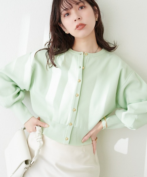natural couture（ナチュラルクチュール）の「WEB限定 / お家で洗えるころん釦カーデ（カーディガン/ボレロ・レディース・ミント/ラベンダー/グレイッシュベージュ/オフホワイト/ブラック/その他1・FREE）」の20枚目の写真