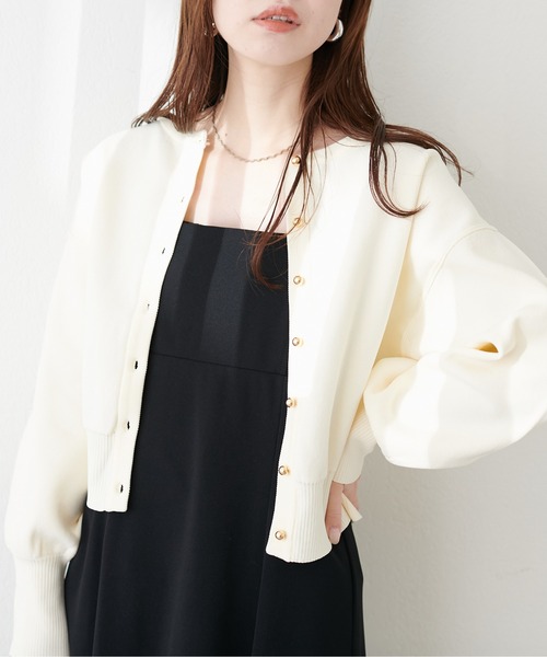 natural couture（ナチュラルクチュール）の「WEB限定 / お家で洗えるころん釦カーデ（カーディガン/ボレロ・レディース・ミント/ラベンダー/グレイッシュベージュ/オフホワイト/ブラック/その他1・FREE）」の8枚目の写真