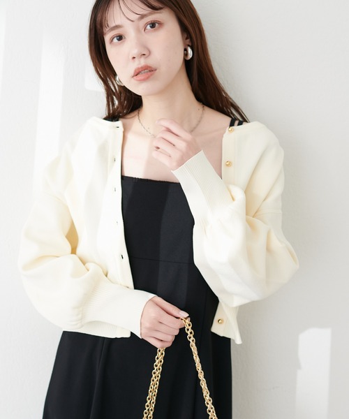 natural couture（ナチュラルクチュール）の「WEB限定 / お家で洗えるころん釦カーデ（カーディガン/ボレロ・レディース・ミント/ラベンダー/グレイッシュベージュ/オフホワイト/ブラック/その他1・FREE）」の7枚目の写真