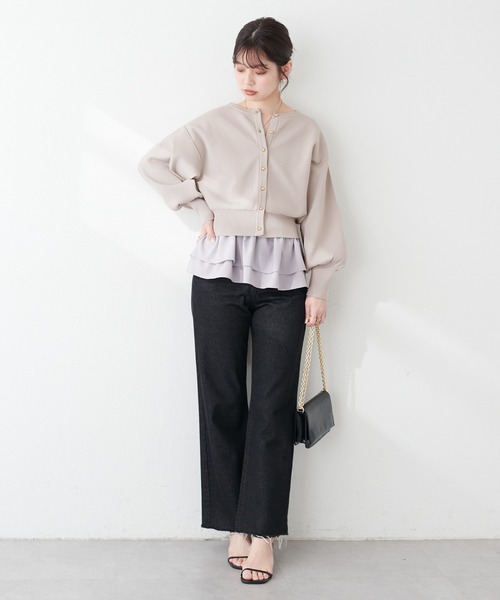 natural couture（ナチュラルクチュール）の「WEB限定 / お家で洗えるころん釦カーデ（カーディガン/ボレロ・レディース・ミント/ラベンダー/グレイッシュベージュ/オフホワイト/ブラック/その他1・FREE）」の18枚目の写真
