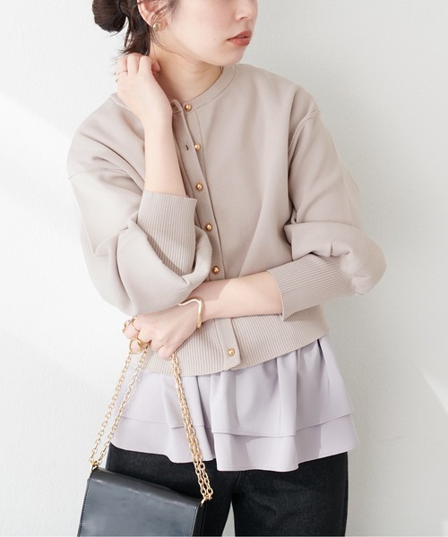 natural couture（ナチュラルクチュール）の「WEB限定 / お家で洗えるころん釦カーデ（カーディガン/ボレロ・レディース・ミント/ラベンダー/グレイッシュベージュ/オフホワイト/ブラック/その他1・FREE）」の16枚目の写真
