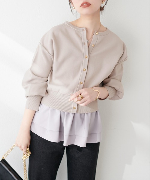 natural couture（ナチュラルクチュール）の「WEB限定 / お家で洗えるころん釦カーデ（カーディガン/ボレロ・レディース・ミント/ラベンダー/グレイッシュベージュ/オフホワイト/ブラック/その他1・FREE）」の17枚目の写真