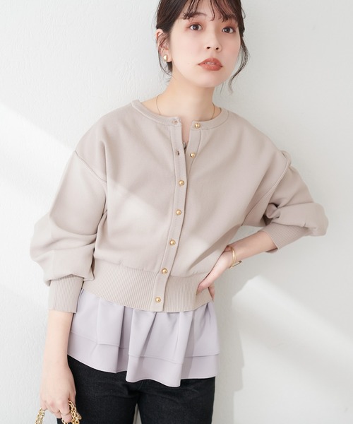 natural couture（ナチュラルクチュール）の「WEB限定 / お家で洗えるころん釦カーデ（カーディガン/ボレロ・レディース・ミント/ラベンダー/グレイッシュベージュ/オフホワイト/ブラック/その他1・FREE）」の15枚目の写真