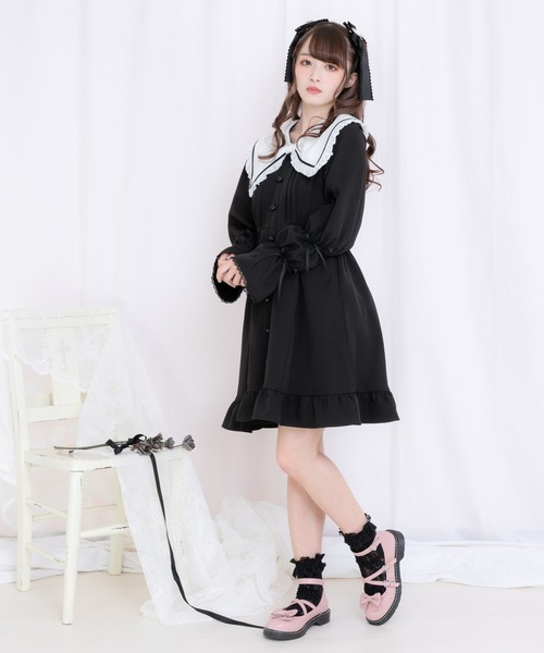 DearMyLove（ディアマイラブ）の「クロスベルトリボンローヒール姫パンプス（パンプス・レディース・ホワイト/ブラック系その他/ベビーピンク/レッド/ブラック・23cm/24.5cm/25cm/25.5cm/23.5cm/24cm/22.5cm/26cm/26.5cm/22.5㎝）」の4枚目の写真