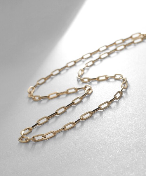 K18中空プリムケーブルチェーンロング ネックレス（43cm）（ネックレス