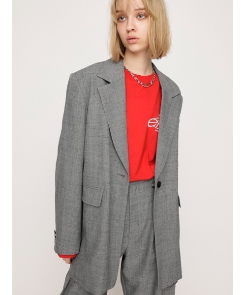 SLY（スライ）の「OVER SIZE BOXY JK オーバーサイズ ボキシー ジャケット（テーラードジャケット・レディース・杢グレー/ネイビー系・FREE）」の8枚目の写真