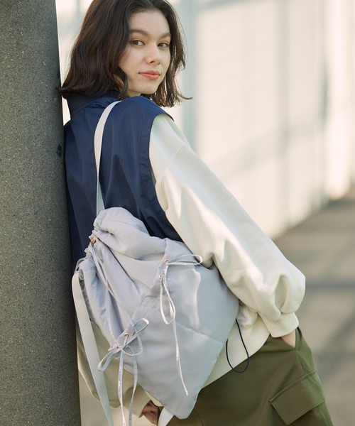 ROPE' PICNIC(ロペピクニック)の「A4対応・撥水加工/リボンドロストリングナップザック(バックパック/リュック・レディース・ライトグレー/ブラック・FREE)」の17枚目の写真